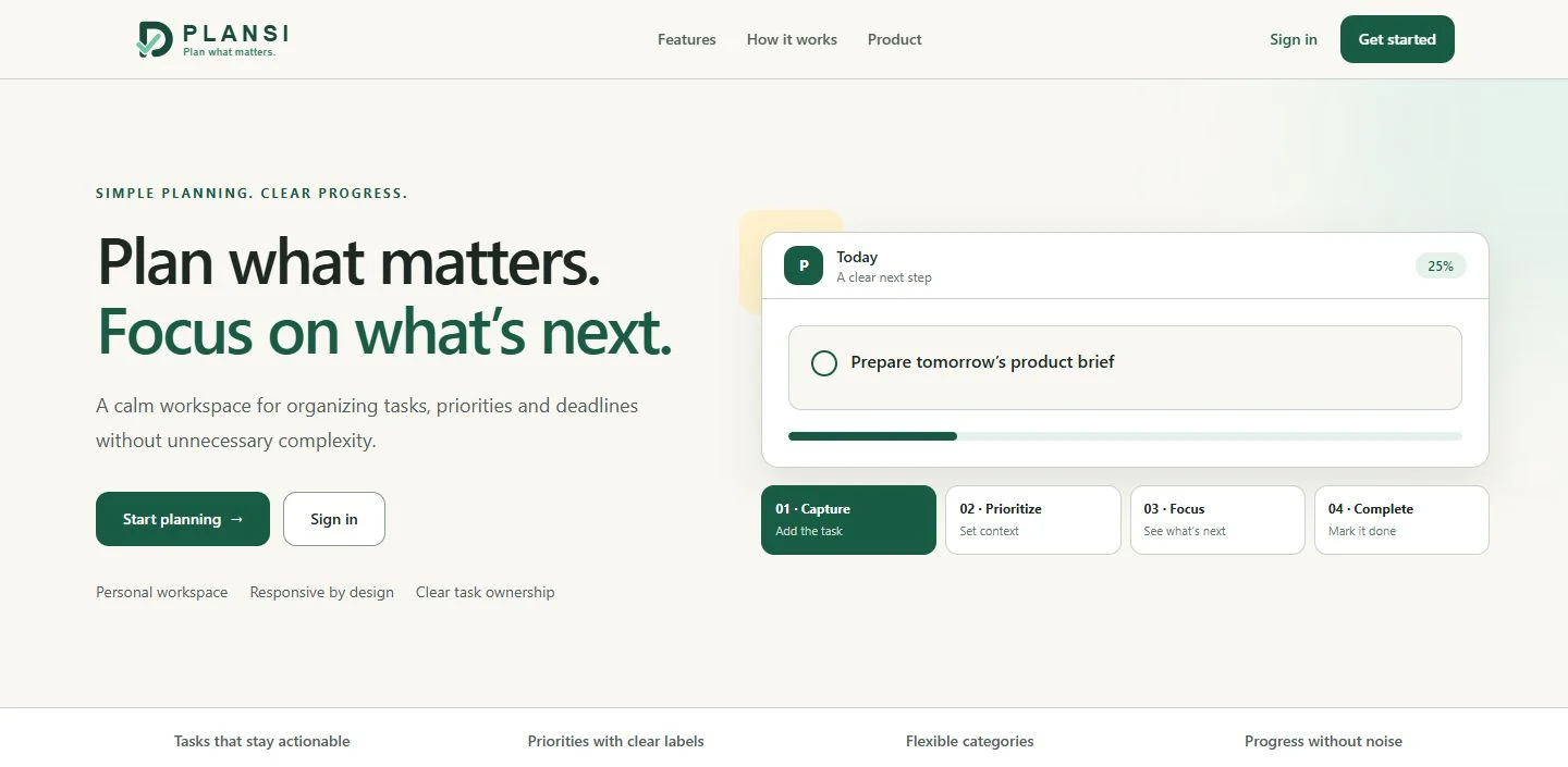 Authentic PLANSI current landing page